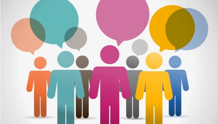 A group of people all having a say